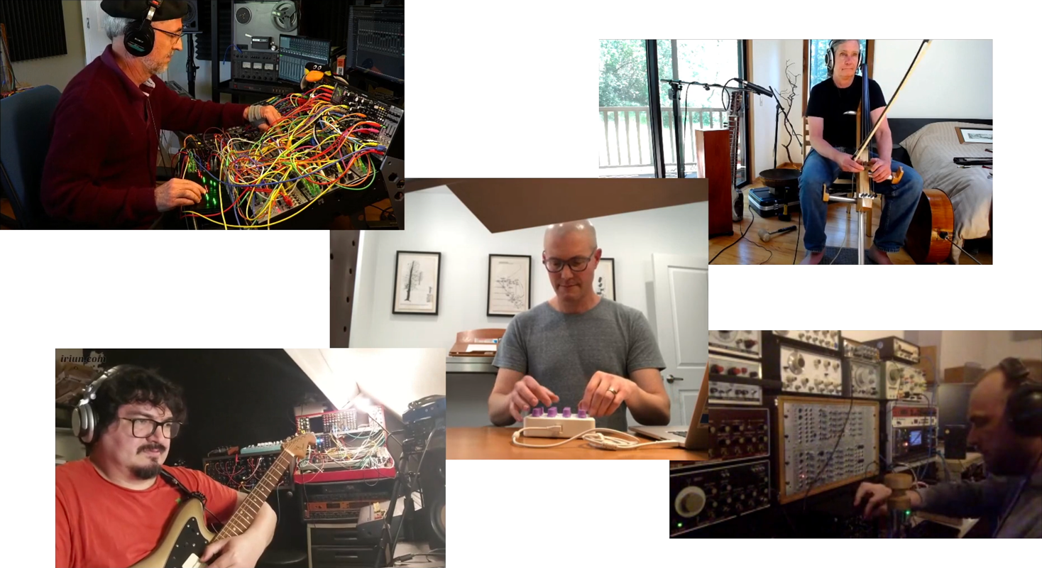 CCMRA image of performers playing via Zoom and JackTrip
