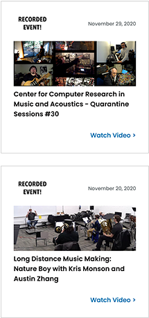 Performance panels examples to promote the Performances web page