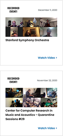 Performance panels examples to promote the Performances web page